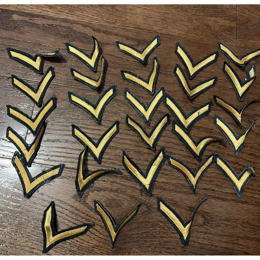 Lot 24 Vintage Military Chevron Patches Gold Black Rank Insignia DIY